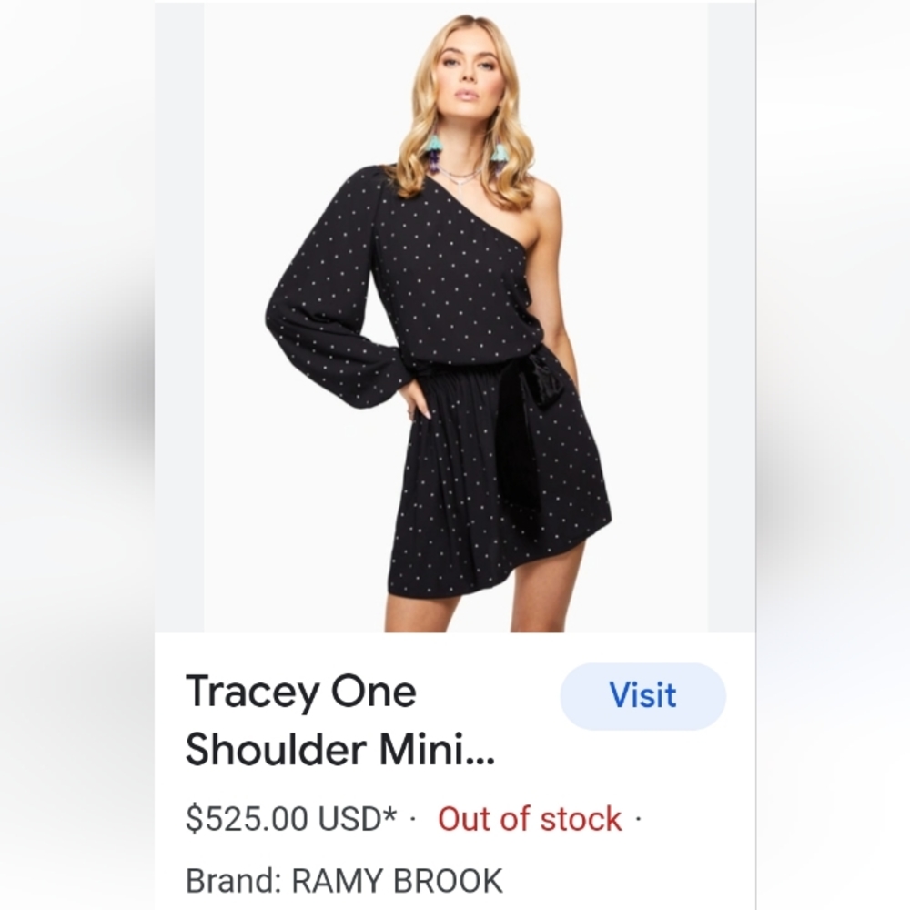 Ramy Brook Tracey One Shoulder Black/sparkle Mini Dress  NWOT-sample